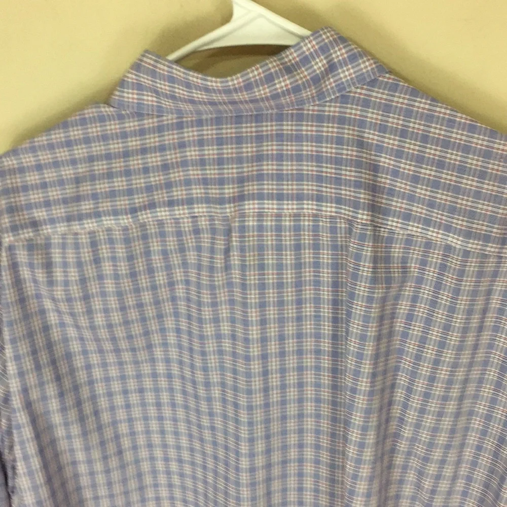 Banana Republic Blue Plaid Non-Iron Cotton Stretch Button up Shirt XL
